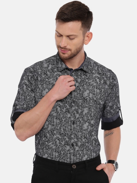 

CROYDON Men Black Regular Fit Printed Casual Shirt