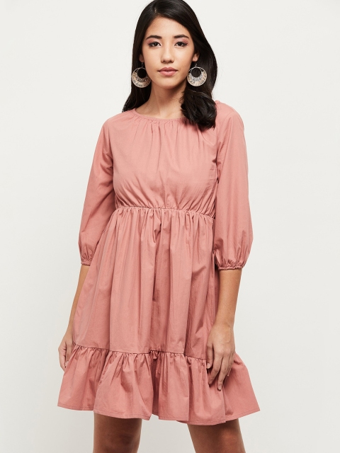 

max Women Pink Solid Fit and Flare Dress