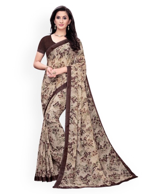 

KALINI Brown Printed Pure Georgette Saree