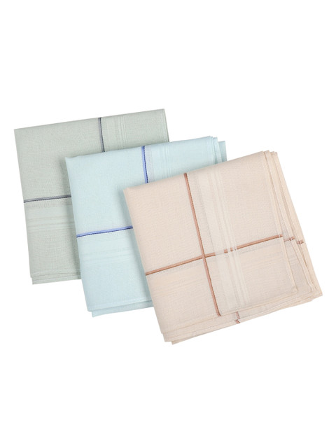 

RICHARD PARKER by Pantaloons Men Pack of 3 Pure Cotton Checked Handkerchiefs, Pink