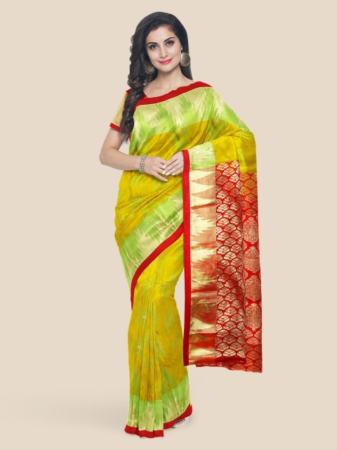 

Kalamandir Green Silk Blend Printed Kanjeevaram Saree