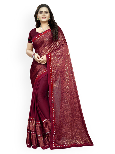 

KALINI Maroon Printed Polyester Saree