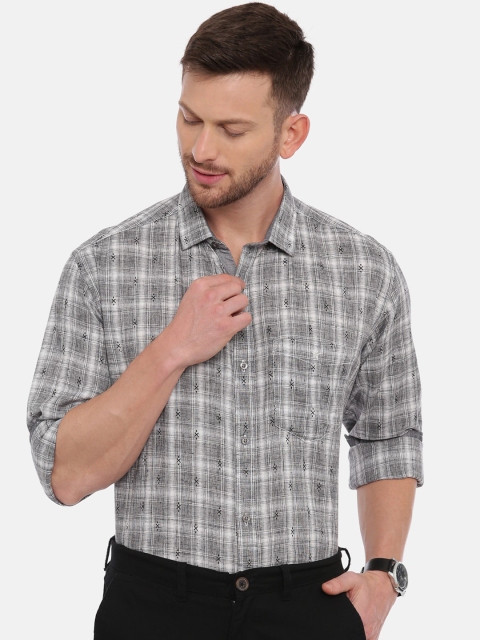 

CROYDON Men Grey Regular Fit Checked Casual Shirt