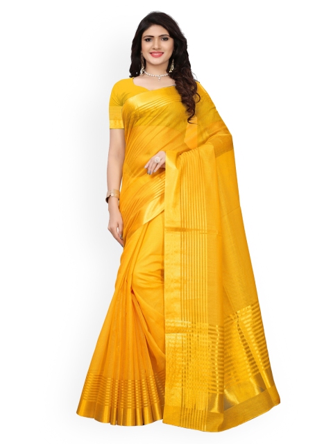 

KALINI Yellow Silk Blend Solid Kota Saree