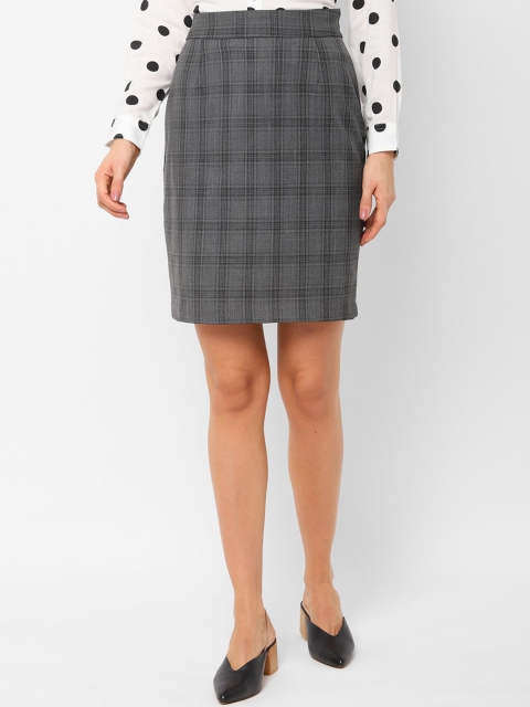 

Allen Solly Woman Grey Checked Straight Skirts