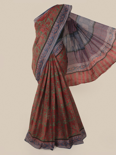 

Pothys Green & Red Pure Cotton Printed Saree