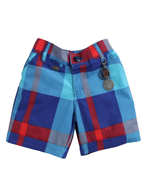 

Noddy Boys Turquoise Blue Checked Regular Fit Regular Shorts
