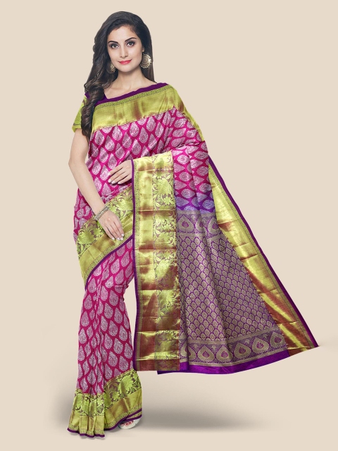 

Kalamandir Pink Silk Blend Printed Kanjeevaram Saree