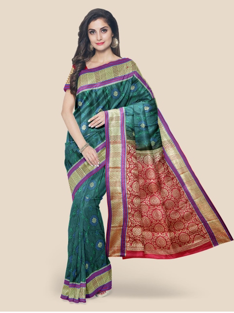 

Kalamandir Blue Silk Blend Woven Design Kanjeevaram Saree