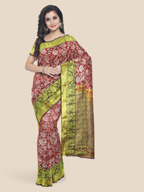 

Kalamandir Maroon Silk Blend Woven Design Kanjeevaram Saree