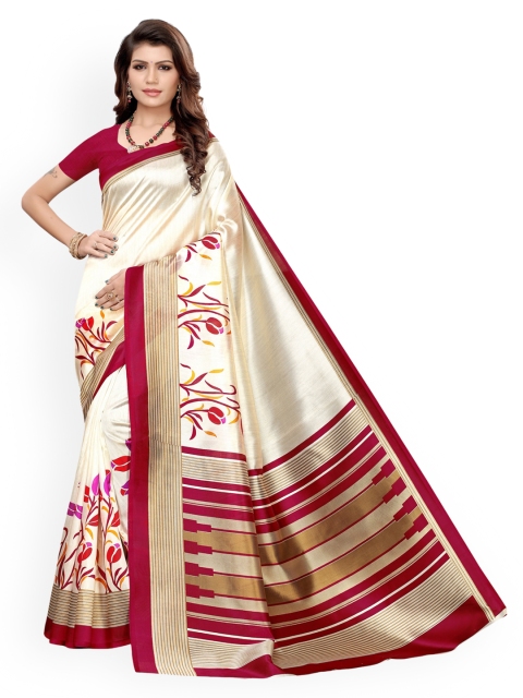 

KALINI Maroon Printed Poly Silk Saree