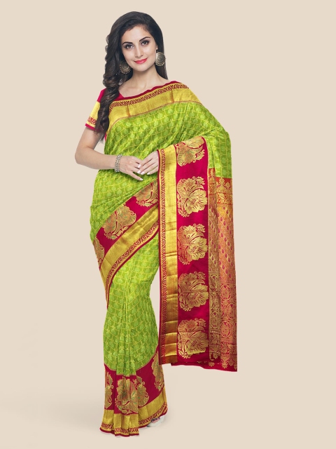 

Kalamandir Green Silk Blend Woven Design Kanjeevaram Saree