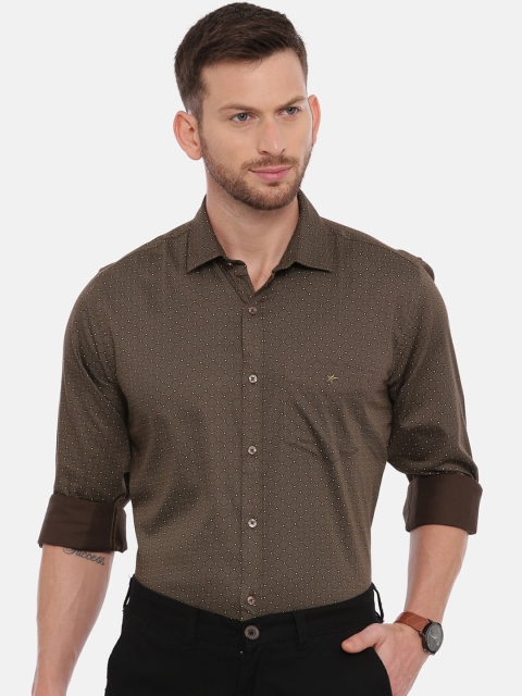 

CROYDON Men Olive Green Regular Fit Printed Casual Shirt