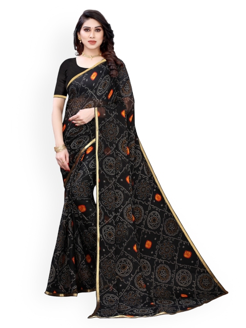 

KALINI Black Printed Poly Chiffon Saree