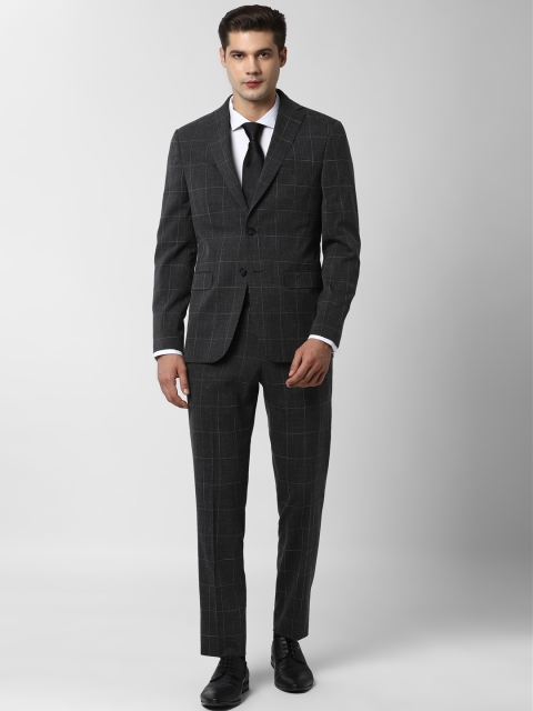 

Peter England Elite Charcoal Grey Checked Slim-Fit Single-Breasted Two-Piece Formal Suit