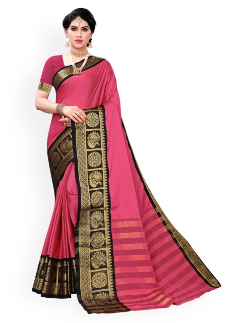 

KALINI Rose Poly Silk Solid Banarasi Saree
