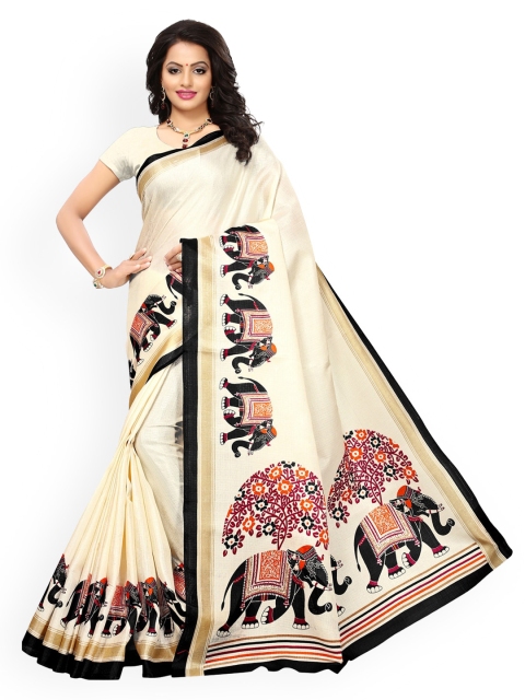 

KALINI Beige Art Silk Printed Pochampally Saree