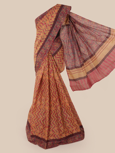 

Pothys Orange & Pink Pure Cotton Printed Saree