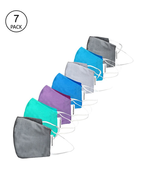 

Campus Sutra Unisex Pack Of 6 Striped Anti-Microbial Reusable Fabric Cloth Masks, Blue