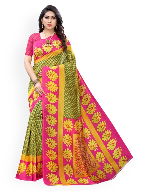 

KALINI Pink Printed Poly Silk Saree