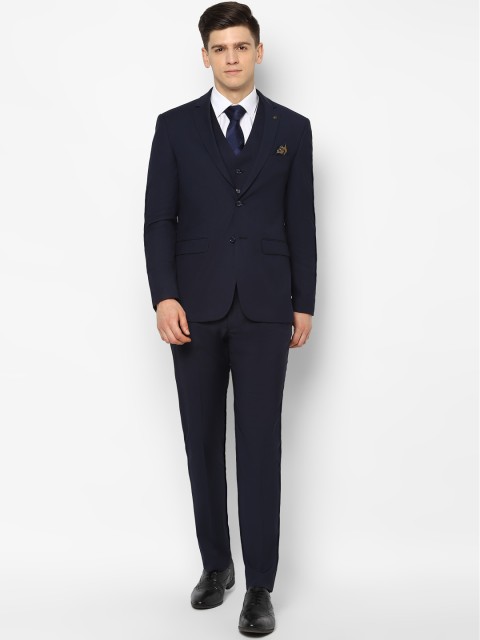 

Allen Solly Men Navy Blue Checked Slim-Fit Single-Breasted Three-Piece Formal Suit
