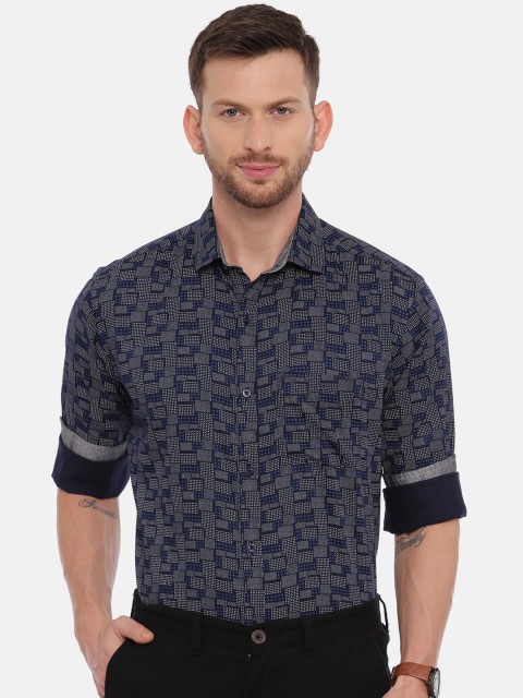 

CROYDON Men Blue Regular Fit Printed Casual Shirt