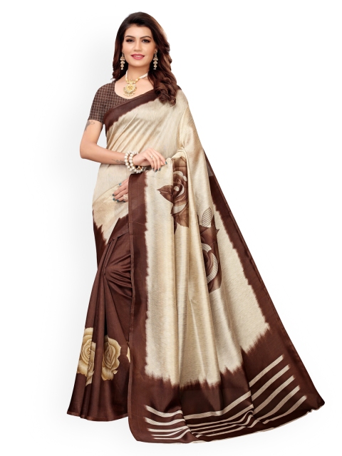 

KALINI Brown Poly Silk Printed Pochampally Saree