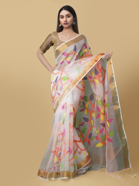 

Unnati Silks Off-White Silk Cotton Woven Design Maheshwari Saree