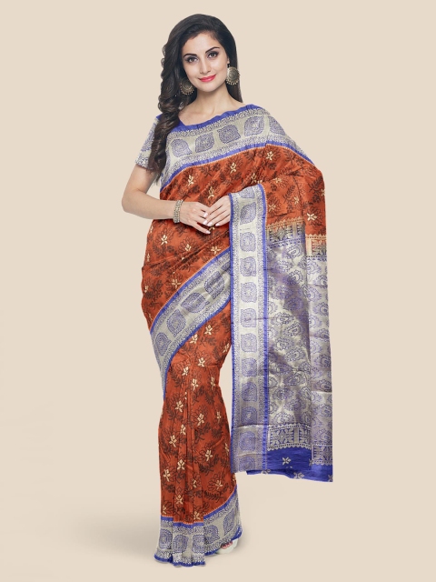 

Kalamandir Brown Silk Blend Woven Design Kanjeevaram Saree