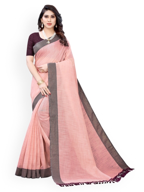 

KALINI Pink Polycotton Printed Taant Saree