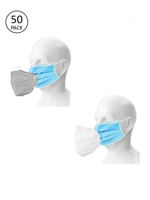 

OOMPH Pack of 50 Disposable 3-Ply & 10 KN95 / N95 Masks, Grey