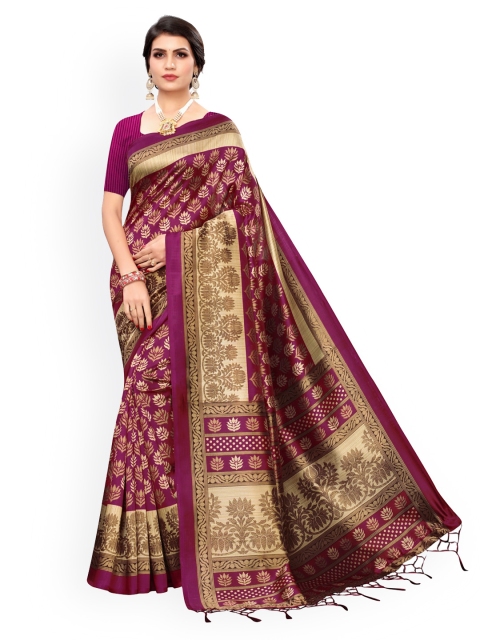 

KALINI Purple Woven Design Poly Silk Saree