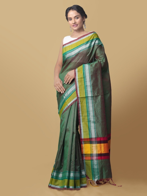 

Unnati Silks Green Art Silk Striped Patola Saree