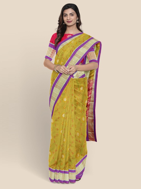 

Kalamandir Green Silk Blend Woven Design Kanjeevaram Saree