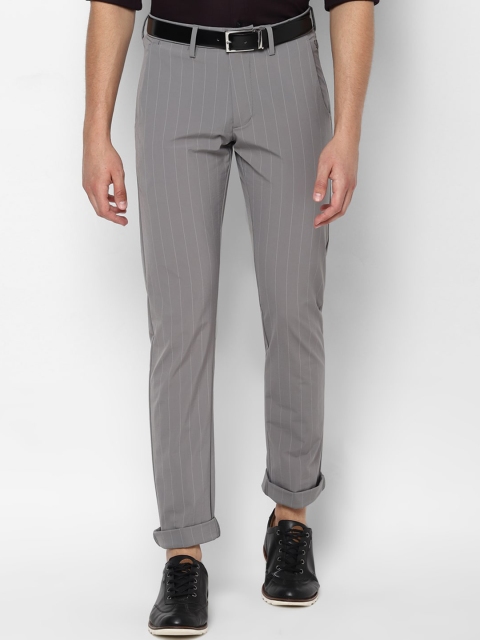 

Allen Solly Men Grey Slim Fit Striped Regular Trousers