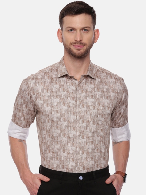

CROYDON Men Beige Regular Fit Printed Casual Shirt