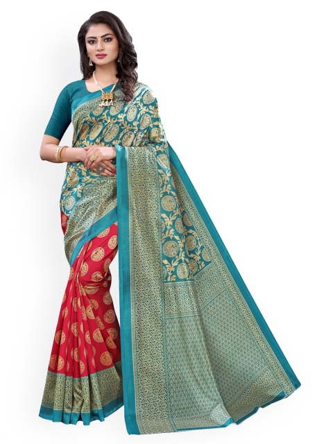 KALINI Green Printed Poly Silk Saree