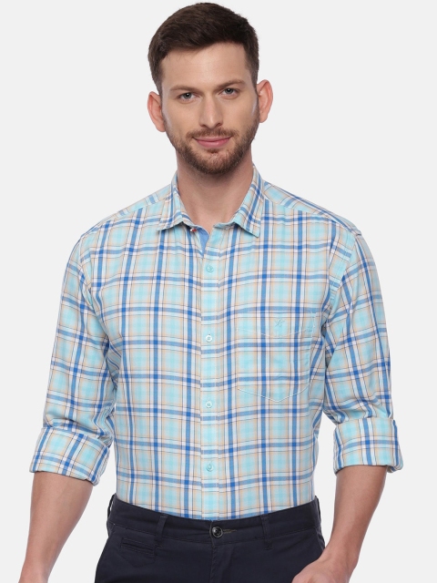

CROYDON Men Blue Regular Fit Checked Casual Shirt