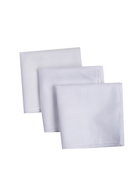 

RICHARD PARKER by Pantaloons Men Pack of 3 White Pure Cotton Checked Handkerchiefs