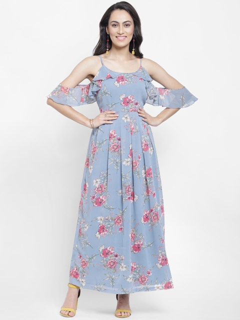 

NIXX Women Blue & Pink Printed Maxi Dress
