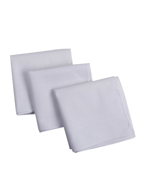 

RICHARD PARKER by Pantaloons Men Pack of 3 White Checked Pure Cotton Handkerchiefs