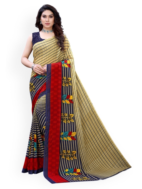 

KALINI Beige Striped Pure Georgette Saree