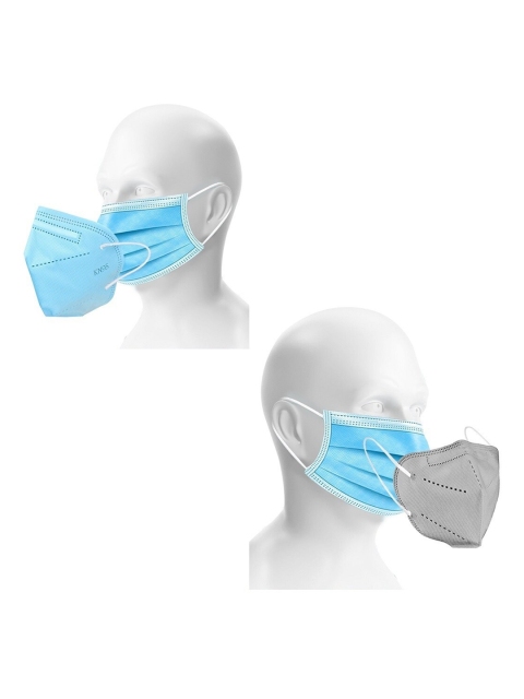 

OOMPH Pack Of 200 Cloth Mask & Pack Of 36 N95 Blue & Grey 3-Ply Outdoor Masks
