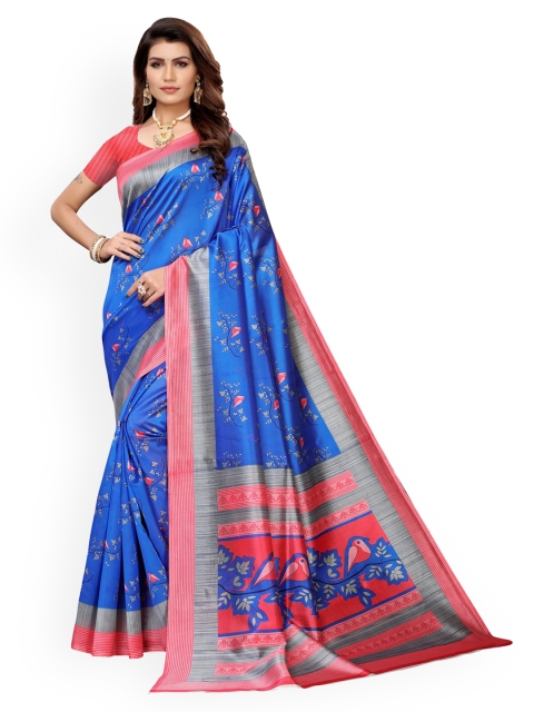 

KALINI Blue Poly Silk Printed Pochampally Saree
