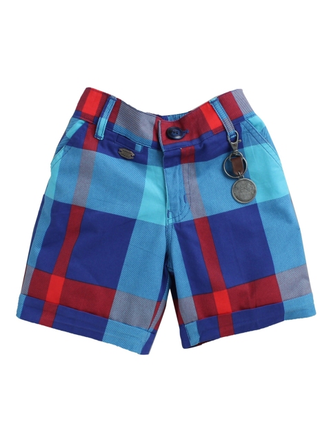 

Noddy Boys Turquoise Blue & Red Checked Regular Fit Regular Shorts
