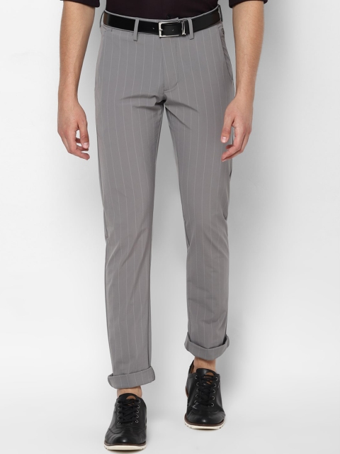

Allen Solly Men Grey Slim Fit Striped Regular Trousers
