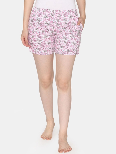 

Vami Women White Printed Cotton Lounge Shorts