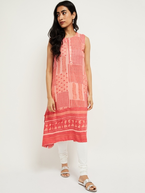 

max Women Pink Geometric Printed Kurta