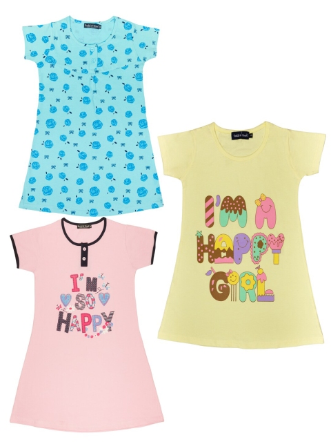 

Todd N Teen Girls Pack Of 3 Printed Nightdress, Yellow