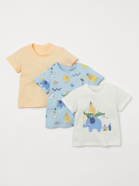 

H&M Boys 3-Pack Multicoloured Printed Cotton Jersey T-shirts, Multi